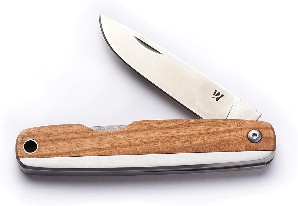 Whitby Pocket Knife Olive Wood Handle 2.25in Stainless Steel Folding EDC Knife