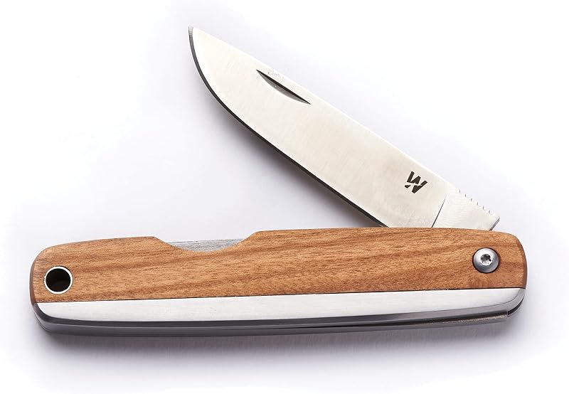 Whitby Pocket Knife Olive Wood Handle 2.25in Stainless Steel Folding EDC Knife