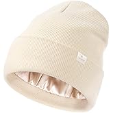 YANIBEST Satin Lined Beanie for Women Reduce Frizz Winter Hats for Women Men Silk Lining Soft Slouchy Warm Cuffed Less Static