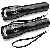 Maxesla Tactical Flashlights High Lumens [2 Pack] - LED Flashlight,2000 Lumen Bright Flashlight,Zoomable, 5 Modes, Water Resi