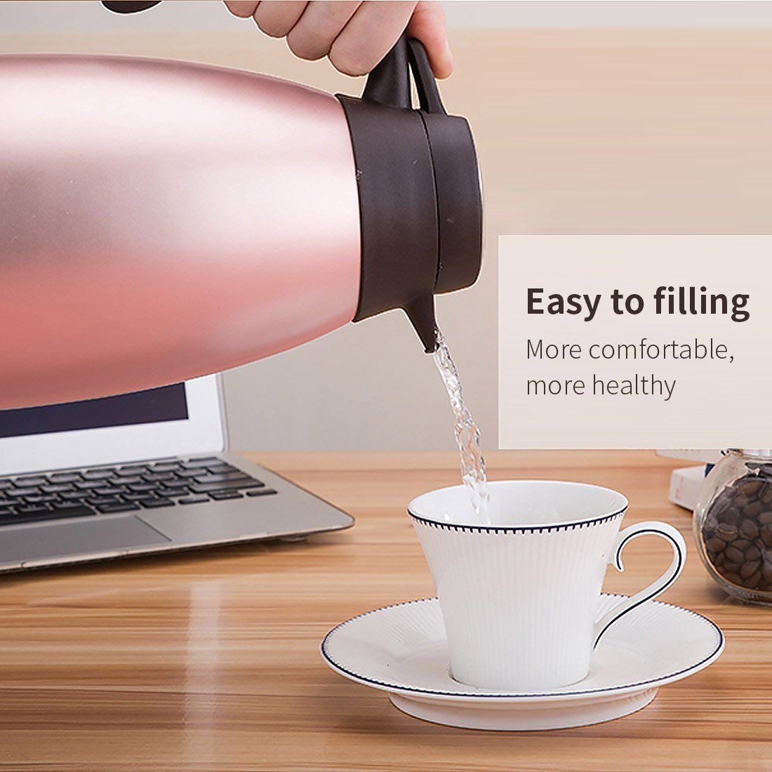 Kaffeekannen Edelstah doppelwandig vakuumisoliert Tee Isolierkanne Karaffe -2litre