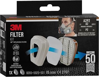 3M Spray Paint Filters 6002 CR A2P2 1 Kit White for 6000/7000 Series