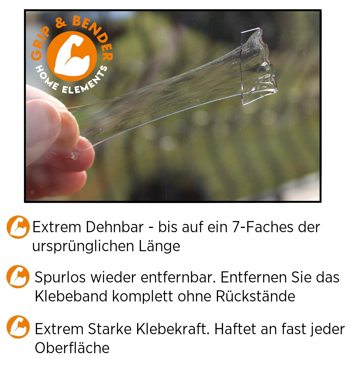 GRIP&BENDER Doppelseitiges Klebeband - 5 Meter x 24MM Nano Tape Doppelseitig Transparent – Spurloses Nano Klebeband – Multifunktionales Rutschfestes Nanotape extra dünn (1mm) Ultra Stark 4