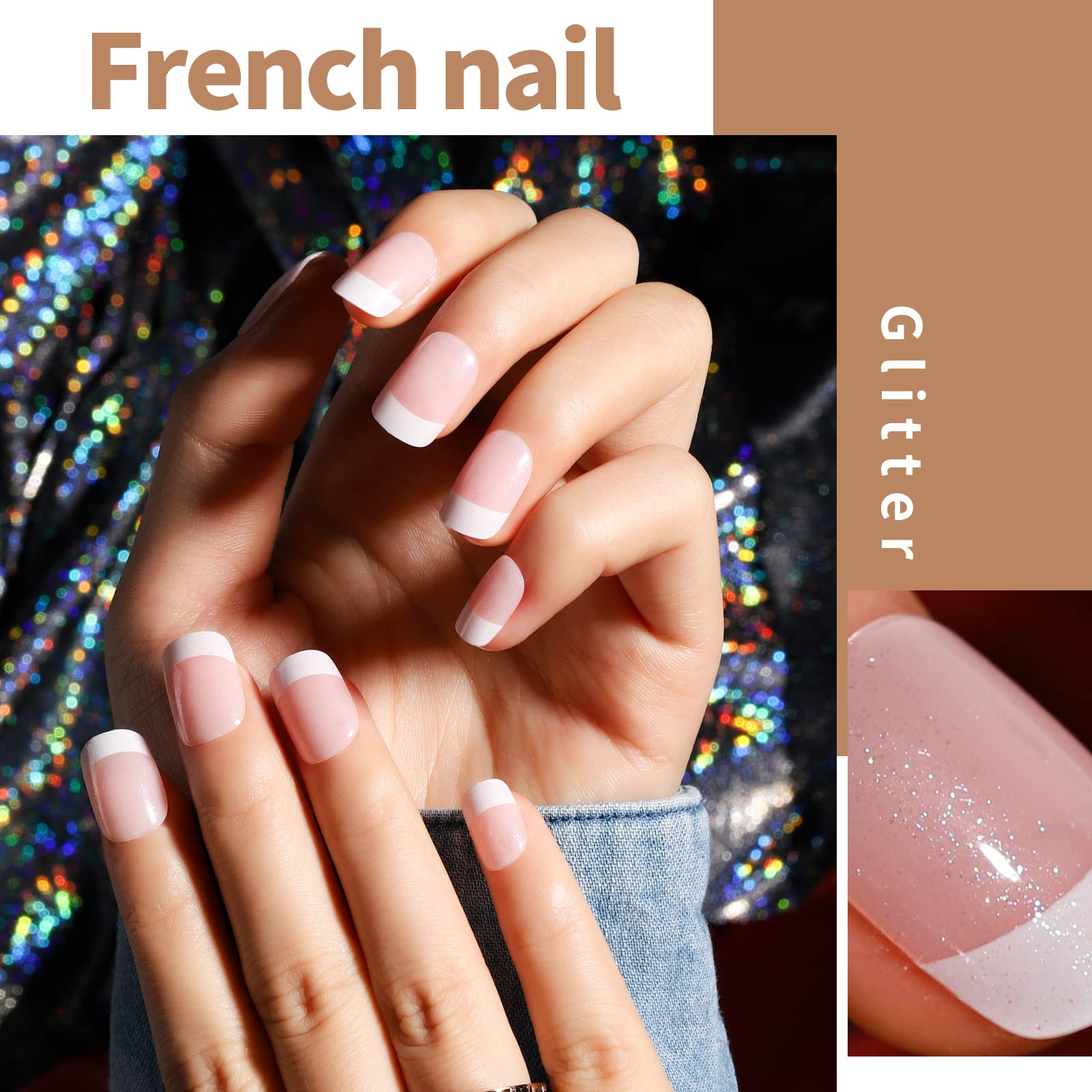 Teenitor Short Press On Nails, 576Pcs Short Square Press On Nails Kit with Matte, Glossy, Glitter, and French Designs, Fake Nails with Glue on Nails Short, Press on Nails Short - Image 4