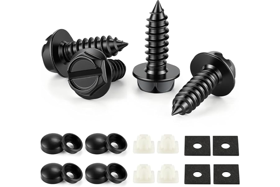 LivTee Rustproof License Plate Screws for Securing License Plates Frames and Covers on Cars and Trucks, 4 Sets Premium Stainl