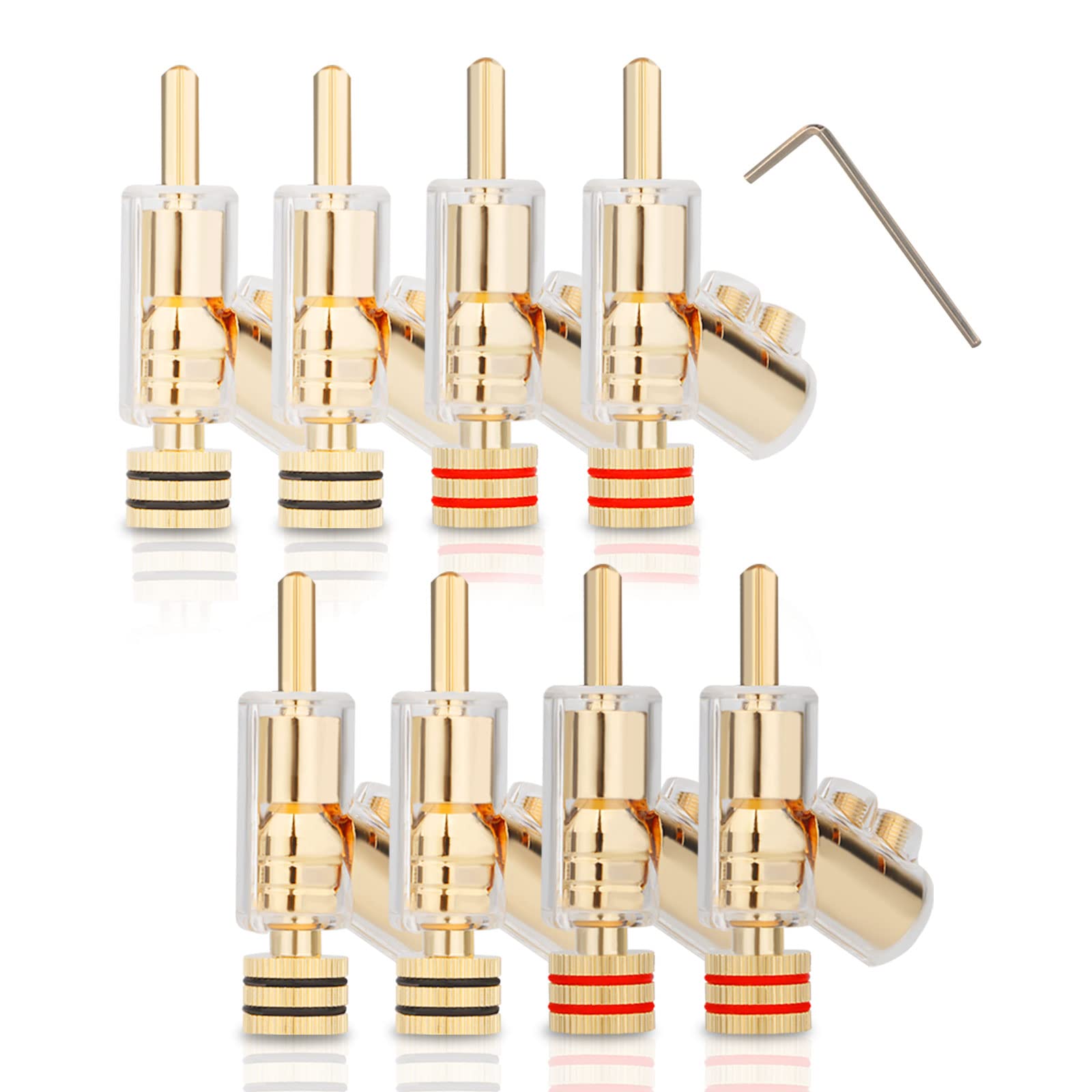 Monosaudio Locking Banana Plugs 8Pcs 45 Degree