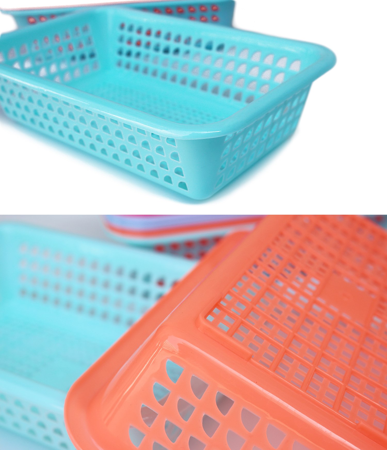 Honla Rectangular Small Plastic Storage Baskets Organizer,Set of 8 in 4