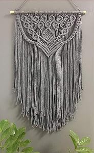 Winterdemoon Boho Grey Macrame Wall Hanging