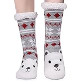 LINEMIN Womens Winter Slipper Socks With Grippers Cozy Warm Cute Fuzzy Slipper Socks