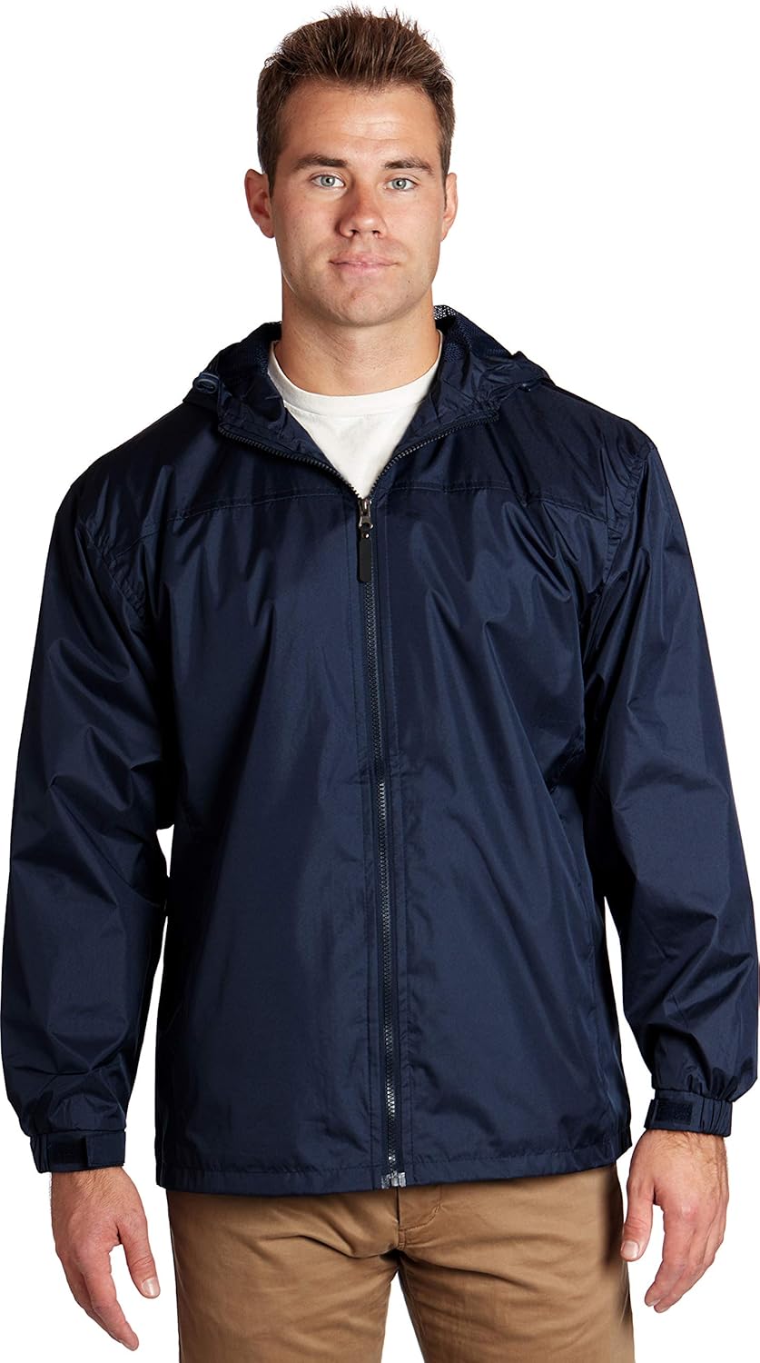 eb79 Men's Lined Hooded Wind Resistant/Water Repellent Windbreaker