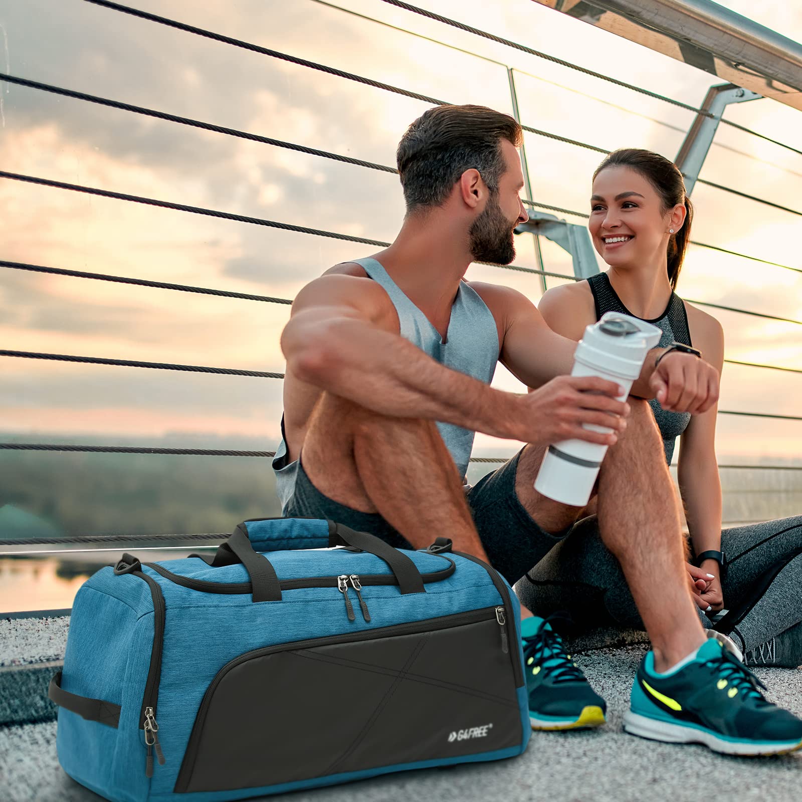 G4Free 60L Große Sporttasche&Reisetasche für Damen und Herren/mit Schuhfach & Nassfach/Trainingstasche& Gym Bag&Schulsporttasche/für die Schule & Sport & Fitness & Reisen 2