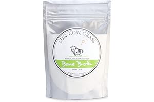 SUN COW GRASS Beef Bone Broth Powder - Organic Grass-fed Pure Protein Non-Gelling Type (1lb)