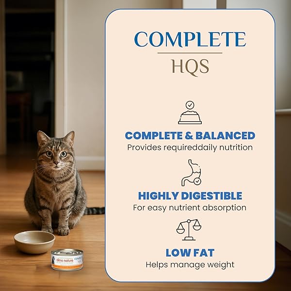 ALMO NATURE HQS COMPLETE CAT WET CAT FOOD MACKEREL RECIPE WITH SWEET POTATOES IN GRAVY – GRAIN-FREE CAT FOOD CANNED, 2.47 OZ (PACK OF 12)