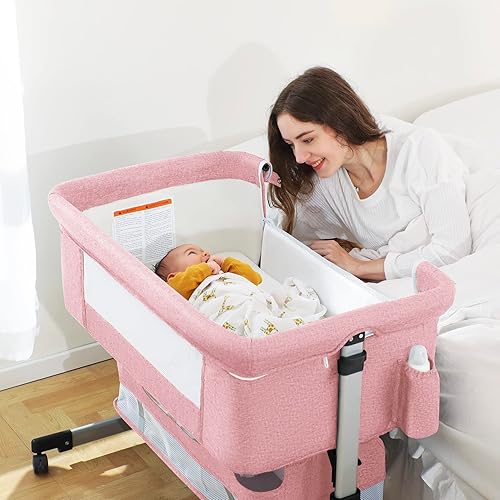 Ihoming Baby Bassinet Bedside Sleeper, Baby Bed Side Crib with