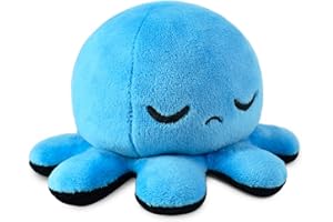 TeeTurtle - The Original Reversible Octopus Plushie - Fire Eyes + Sleepy - Cute Sensory Fidget Stuffed Animals That Show Your Mood