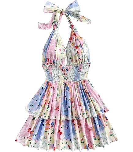 deanna floral halter dress LOVESHACKFANCY Women's Dress, Pink, XL : Clothing, Shoes & Jewelry Halter mini dress