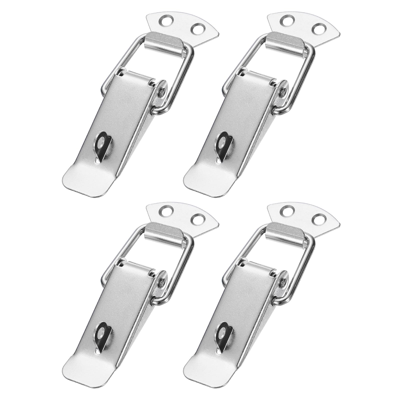 PATIKIL Steel Spring Loaded Toggle Latch 4.3 Inch, 4Pcs Latch Catches Hasp Clamp Clip with Hole for Case Box Chest Trunk Toolboxes Cabinet, Silver Tone