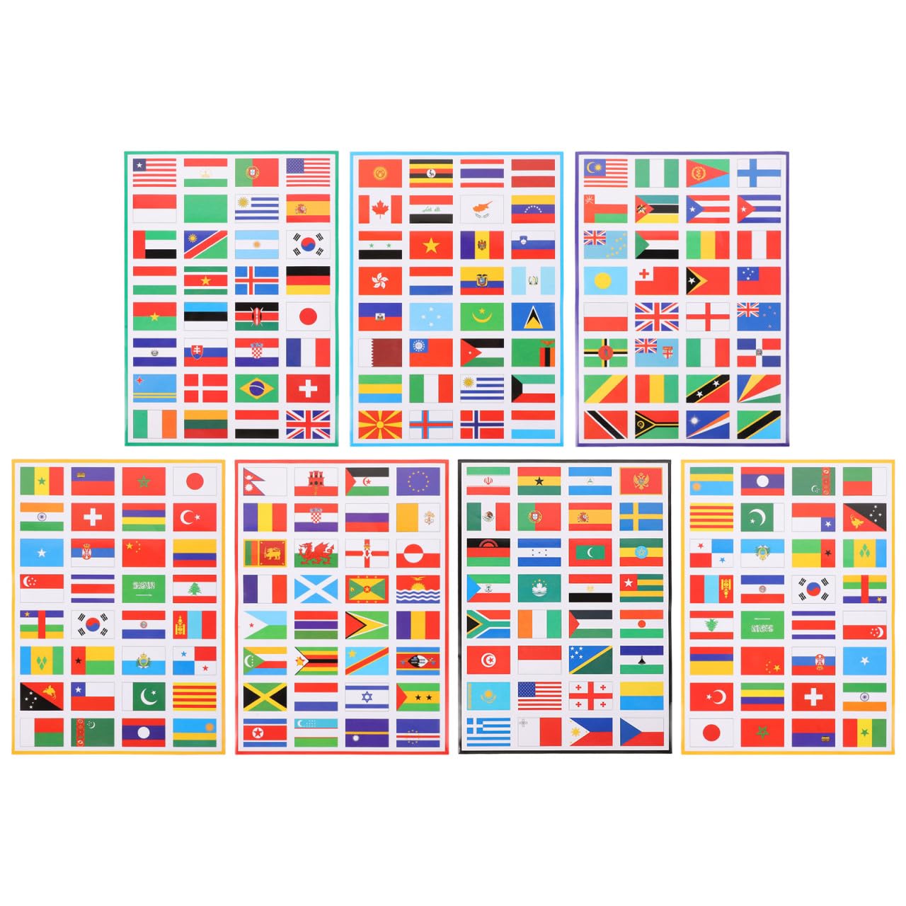 TOYANDONA 7 Sheets of World Flag Stickers - Country Flag Stickers for School, Journal, Scrapbook, Planner (Mixed Styles)