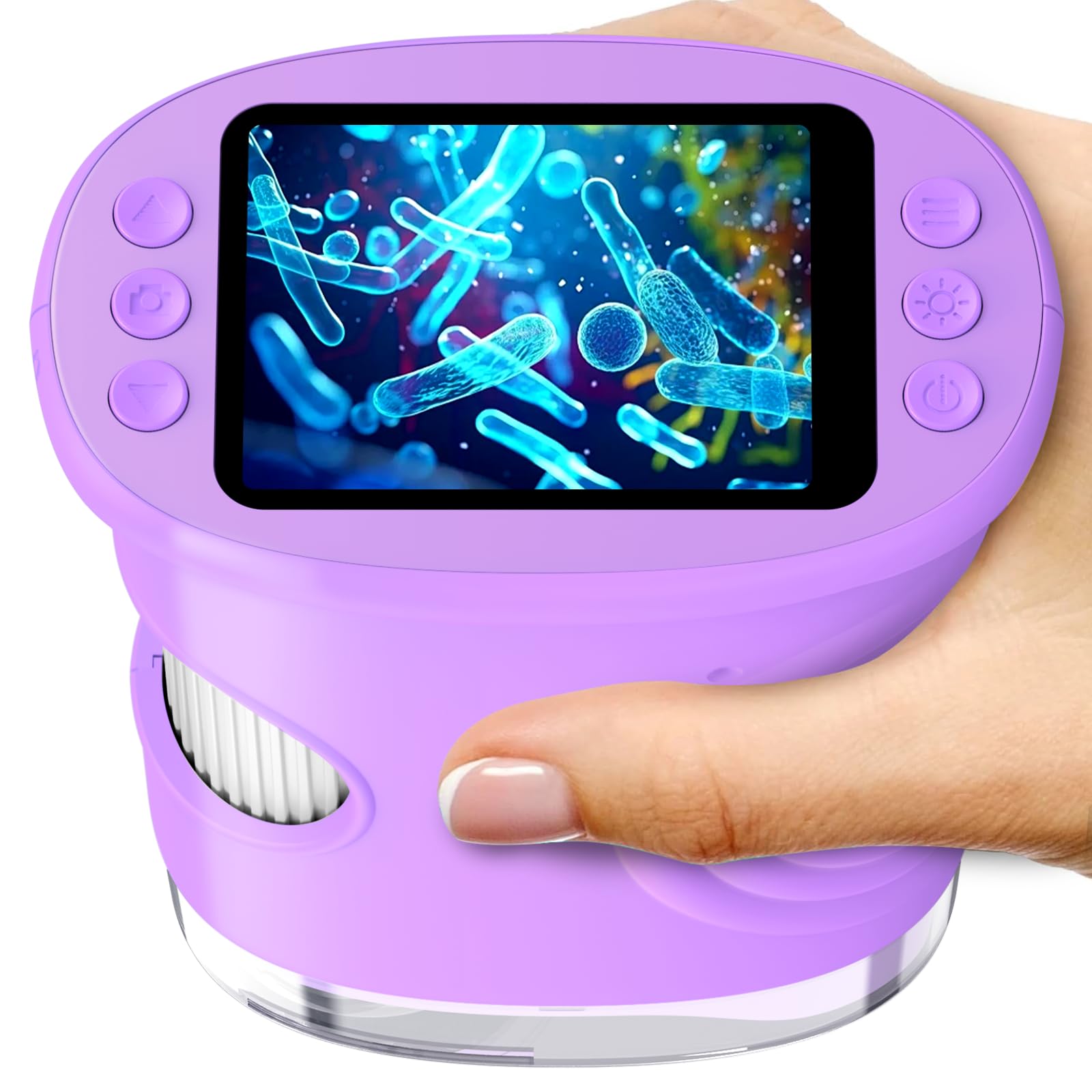 Photo 1 of 1000X Handheld Digital Microscope for Kids with 2.0" IPS Screen, Easter Gifts Portable STEM Science Lab Toy, Rechargeable Pocket Microscope Educational Gift for Boys & Girls Age 4-6 8-12, ?Purple