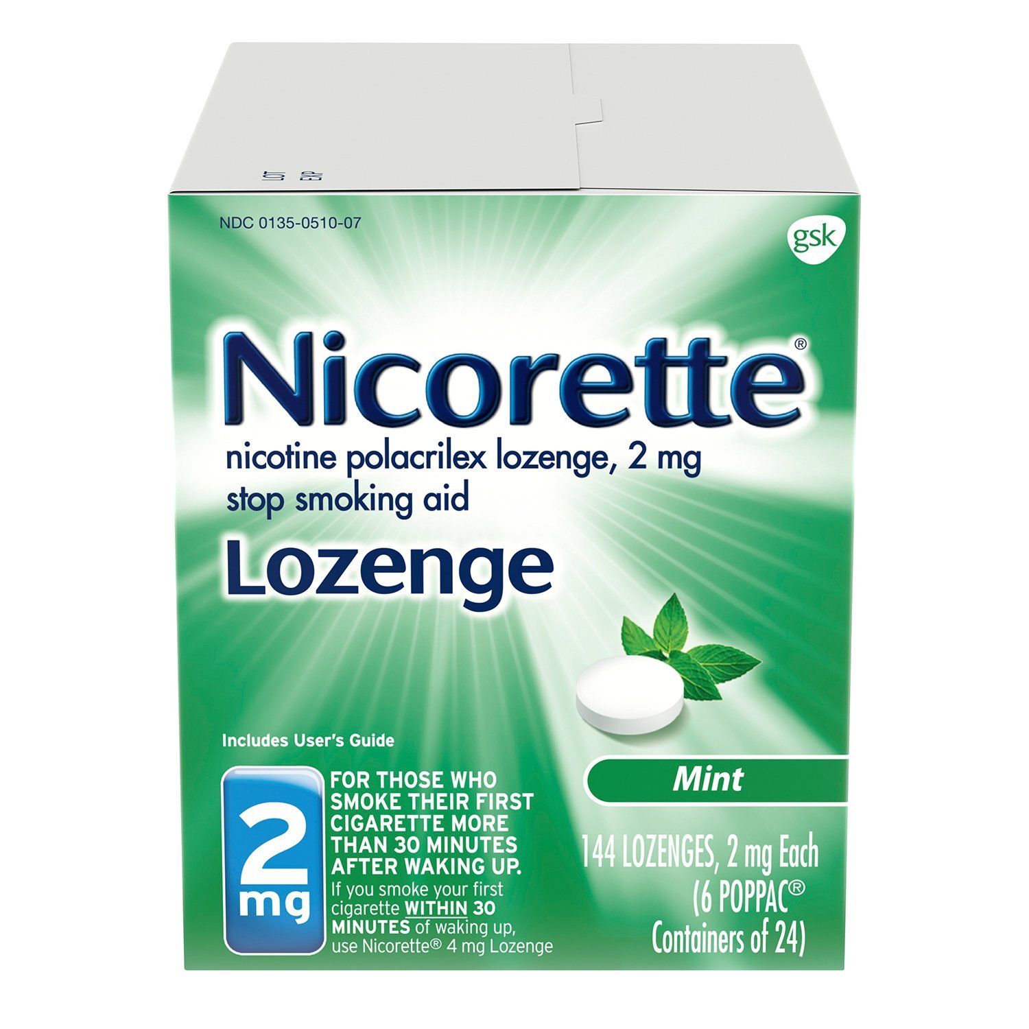 Nicorette Nicotine Lozenge to Stop Smoking, 2mg, Mint, 72