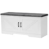 HOMSHO 2-Tier Storage Bench, Shoe Bench with Padded