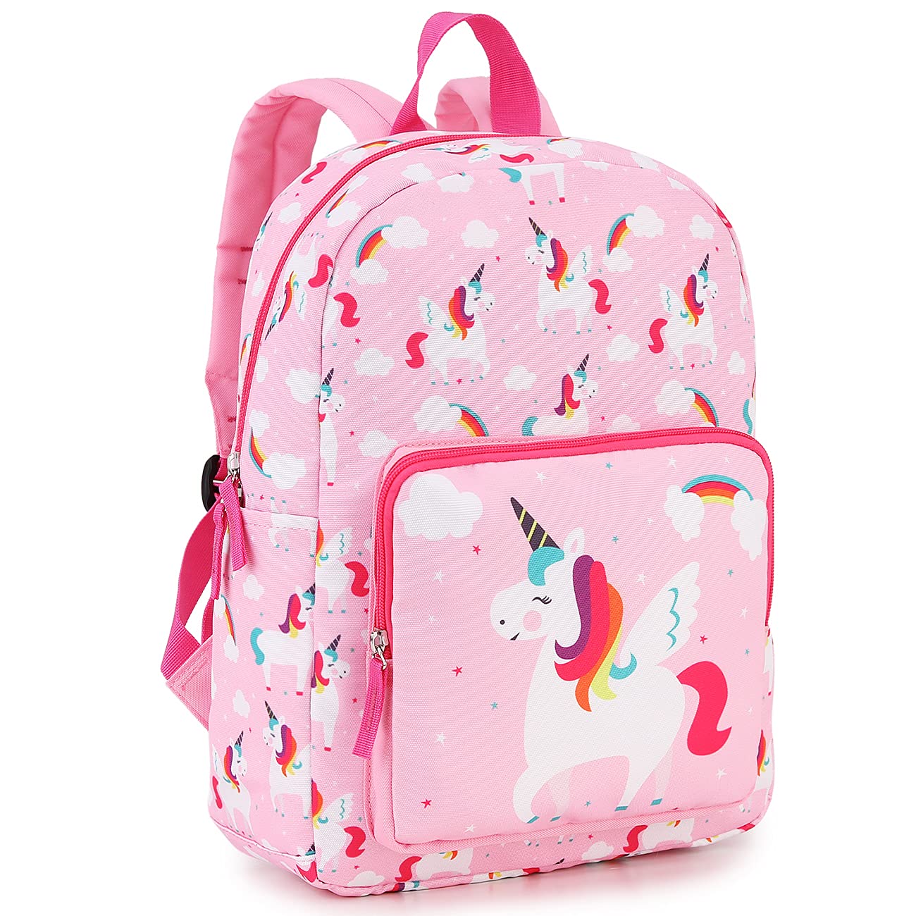 RAVUO Kids Backpack for Girls,Lightweight Children’s School Rucksack for Ages 4-9 Years Cute Primary School Bag Fits A4 Folder with Chest Strap Pink Unicorn