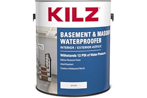 KILZ Basement and Masonry Waterproofing Paint, Interior/Exterior, White, 1 Gallon