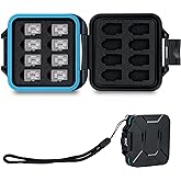 JJC Small TF Micro SD Card Case Holder for 16 Microsd Memory Cards | 16 Slots, Slim &amp; Lightweight Design, Water-Resistant &amp; Shockproof, Soft EVA Interior, Includes Wrist Strap, Easy to Carry