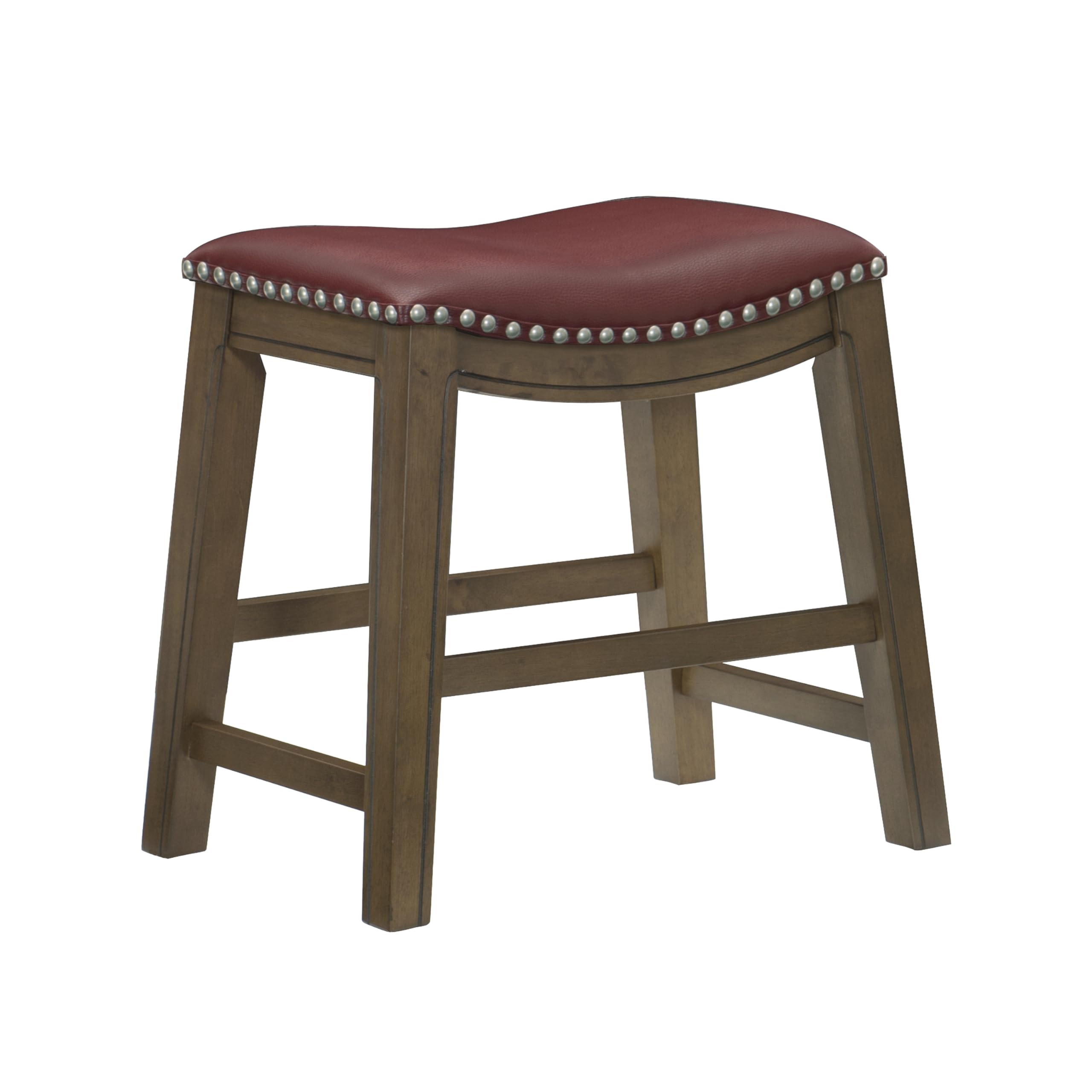Homelegance Ordway Saddle Seat Dining Height Bar Stool, 19"SH, Red Image