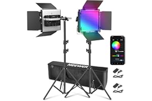 NEEWER Upgraded 660 PRO II RGB LED Video Light with App Control & Tripod Stand Kit, 2 Pack 50W/1% Min Dimming/CRI97+/3200~5600K Key Lighting for Game Streaming YouTube Recording Studio Photography