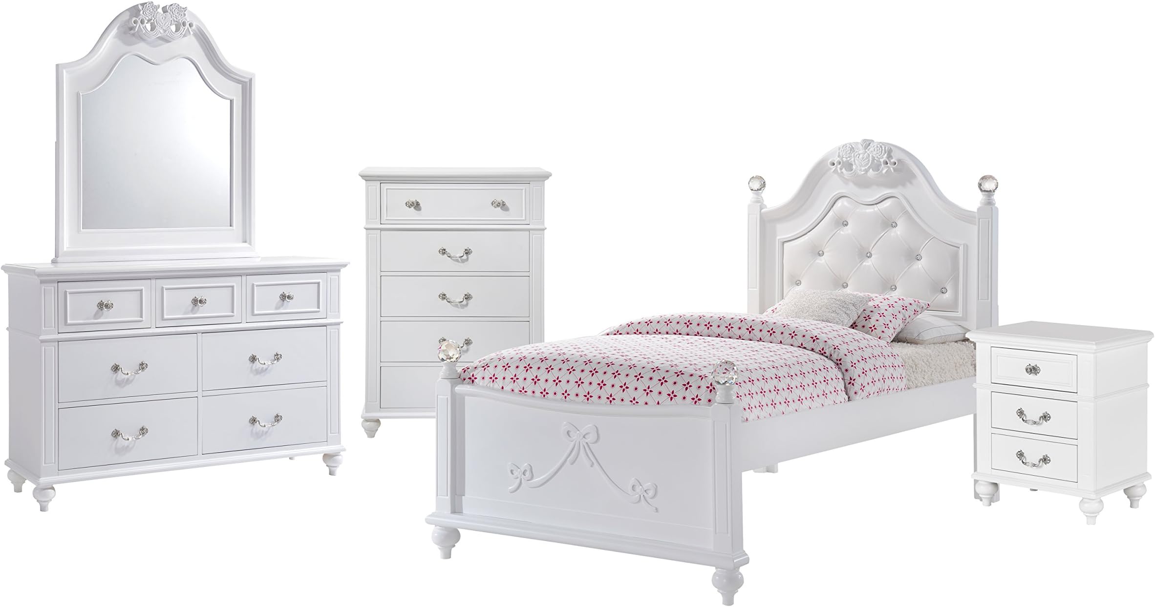 Abbey Avenue 5 Piece Emma Platform Bedroom Set, Twin, White