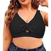 Women Plus Size Bikini Top Push Up Knot Front Bikini Top Only Bathing Suit Tops for Women Large Bust Full Coverage 2025