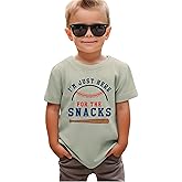 SANIXJOO Toddler Baby Boys Girls Baseball T-Shirts I'm Just Here for The Snacks Kids Short Sleeve Crewneck Summer Tee Tops