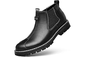 DZUJY Men's Chelsea Boots For Men Oxfords Dress Leather Shoes Mens Formal Casual Man Work Fashion Black Brown Size Loafers Slip On Male Hiking Cowhide Shoe High Top