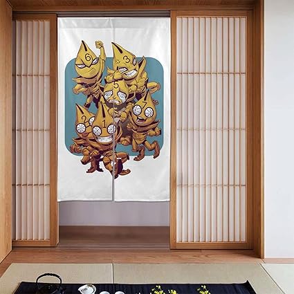 Amazon ジョジョの奇妙な冒険 のれん 暖簾 目隠し 間仕切り おしゃれ ロングカーテン 遮光 リビング 玄関 キッチン 出入り口 ポールなし のれん オンライン通販
