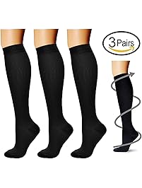 Compression Socks (3 Pairs) 15-20 mmhg is BEST Athletic & Medical for Men & Women, Running, Flight, Travel, Nurses,Edema