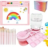 Painting Station, Paint Brush Cleaner (Upgraded) and Silicone Painting Mat 20"X16" with 10 Paint Brushes, Leak Proof Paint Brush Rinser, Gift for Adults Artist Beginners