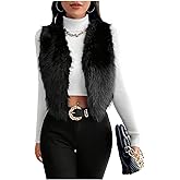 Verdusa Women's Fuzzy Faux Fur Vest Winter Coats Sleeveless Open Front Waistcoat Outerwear