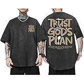 BINTEHGS God Christian T Shirts for Men Jesus Faith Shirt Acid Wash Oversized Tees Bible Verse Graphic Vintage Tshirt