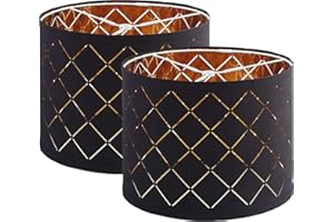GUZEIR Black Lamp shades Set of 2, Drum Lampshades 11.6" Top x 12.6" Bottom x 9.8" High, Inches Lampshades for Table Lamp, Floor Lamp, Pendant Light, Lamp Shade Harp Holder Included