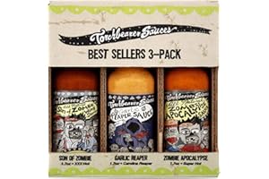 Torchbearer Sauces Best-Sellers 3 Pack Mini Hot Sauce Gift Set, 1.7 Oz each - Zombie Apocalypse, Garlic Reaper, Son of Zombie