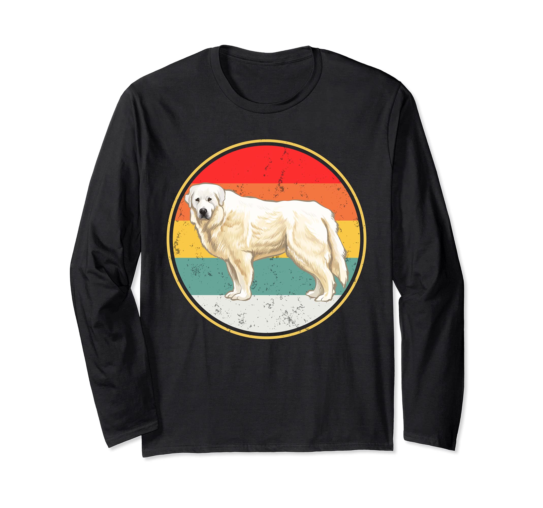 Vintage Retro Sunset Great Pyrenee Dog Long Sleeve T-Shirt