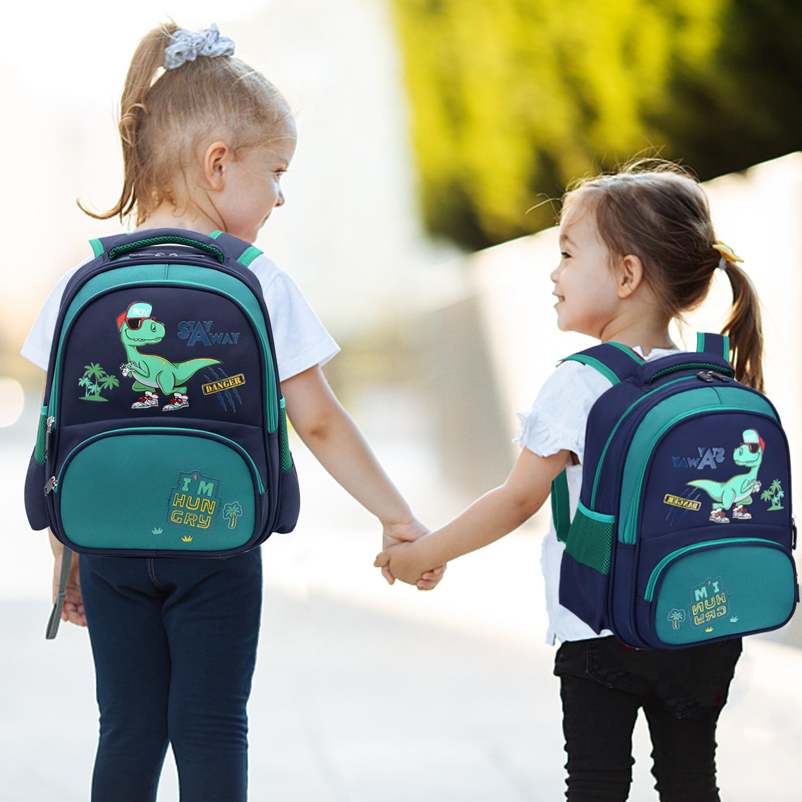 Auirshiky Kinderrucksack Jungen, Kleiner Dinosaurier Rucksack Kinder mit Brustgurt, Wasserdicht Vorschule Kleinkind Schulrucksack Kindergarten Schultasche (Dinosaurier Grün) (Mail Blue) 6