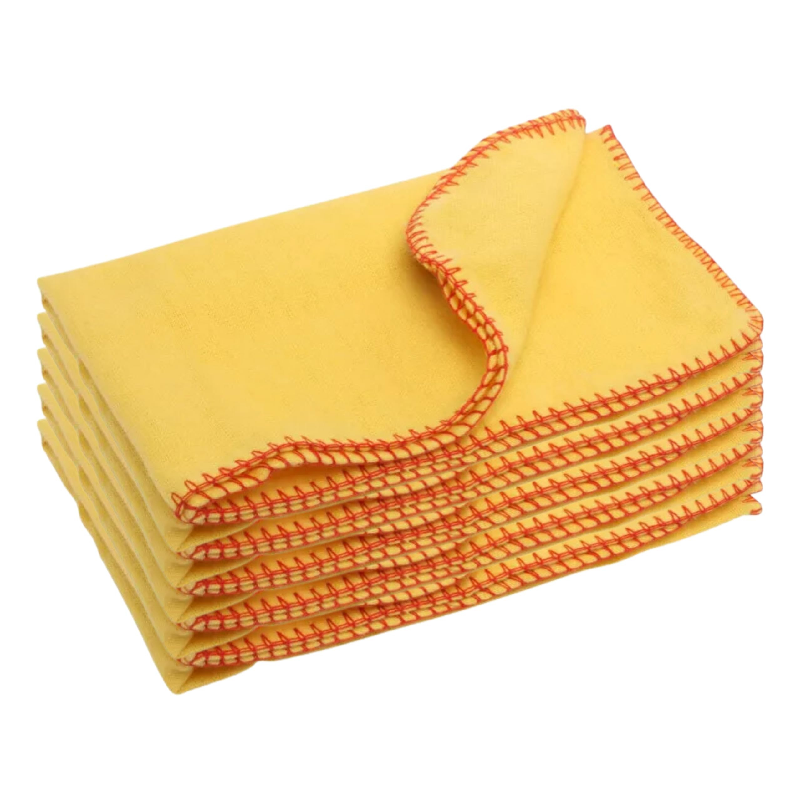 Tek Automotive Yellow Dusters 5 Pack Large Cotton Cleaning Cloths 50 x 35cm for Dusting, Polishing & Home Cleaning