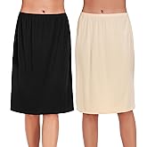 Wikoan 2 Pcs Women's Half Slips for Under Dresses Soft Modal Underskirt Short Slip Skirt Anti-Static Petticoat S-3XL