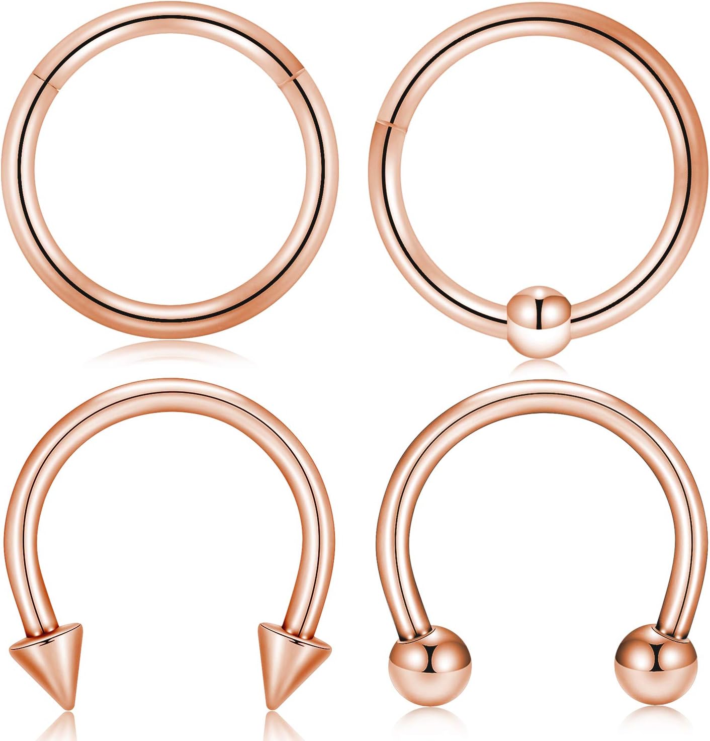 PEAKLINK 18G 16G 14G 12G Stainless Steel Hinged Segment Seamless Clicker Ring Nose Ring Hoop Septum Piercing