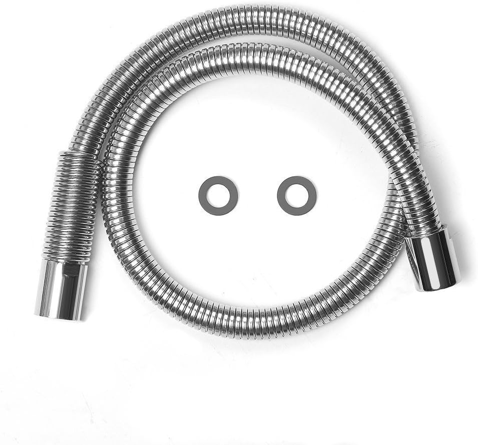 Stainless Steel Shower Hose Chrome Kitchen Sink Mixer Tap Replacement Spray Pull Out Sprayer POUGEO Commercial Basin Faucet Hose,45inch hose