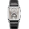 marvin Watches for Men Swiss Mens Watch in Stainless Steel with Leather Strap and Rectangular Sapphire Glass Dial, Quartz Movement, 50M Waterproof