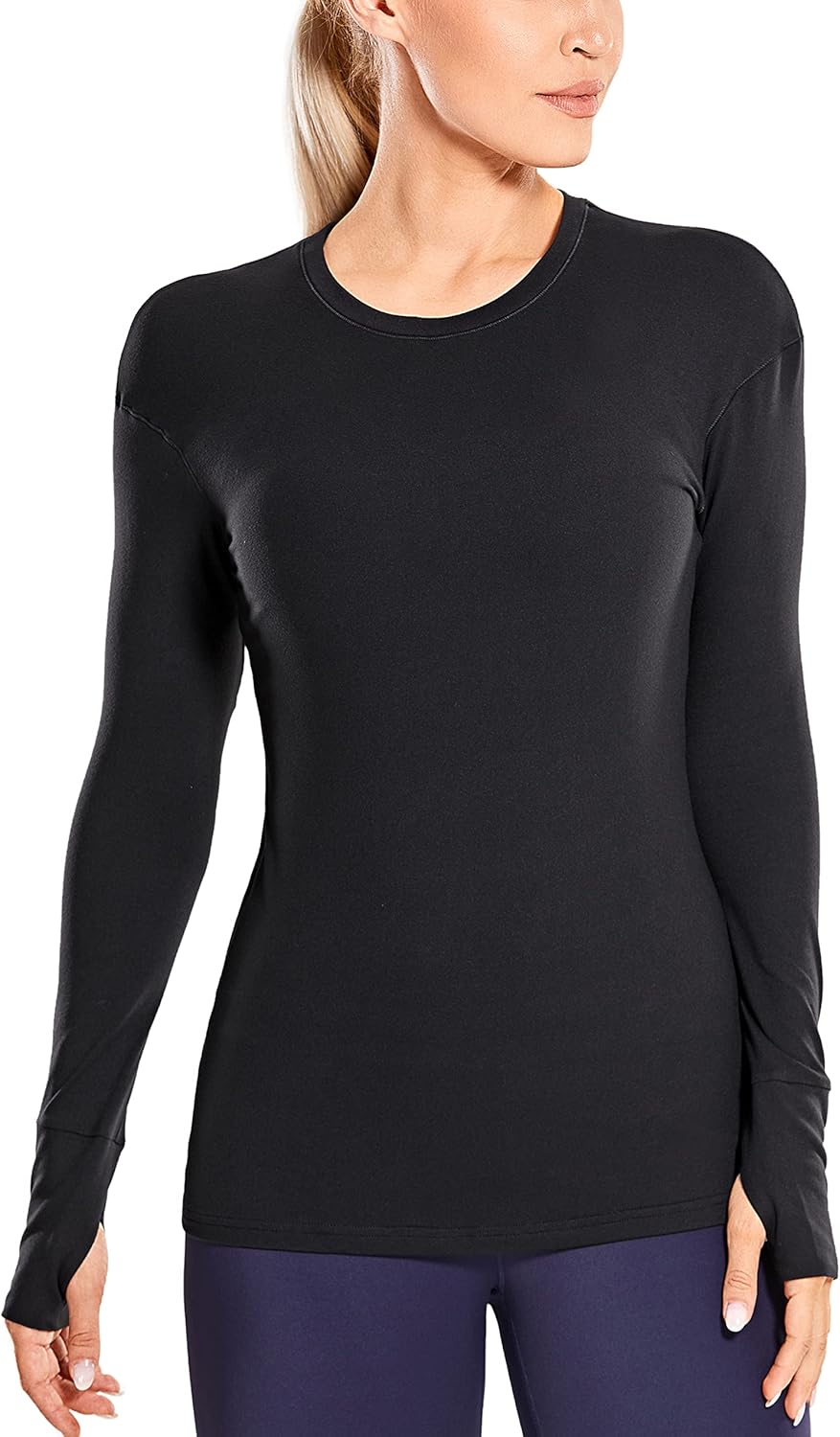 CRZ YOGA Women's Long Sleeve TShirt Quick Dry Athletic Running Shirts with Thumbholes Amazon