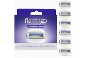 Flamingo Moisture Plus Razor Blades for Women - No Shave Gel Needed - 6 Count - Moisture Plus Razor Blade Refills